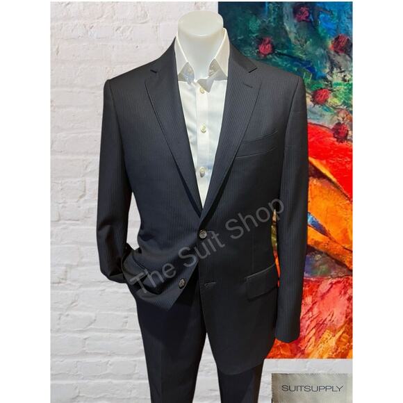 Suitsupply Other - SuitSupply 38L 31x31 Napoli Dark Navy Blue Stripe 2 Piece Suit Super 110s